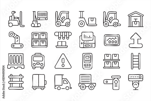 Factory Operations UI Icons for Inventory Tracking and Material Flow