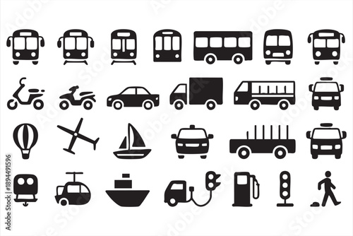 Transportation UI Icons for Urban Mobility and Travel Services