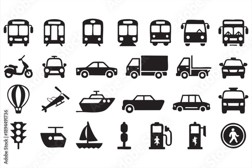 Vehicle Service Icons for Fuel, Electric Charging, Route Planning