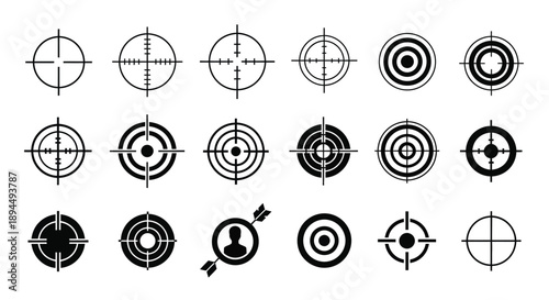 Various target icons for business goals and marketing strategies