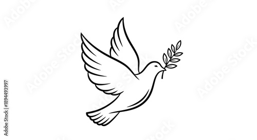 "Dove with Olive Branch Icon for Peace, Freedom, and Spiritual Symbolism"