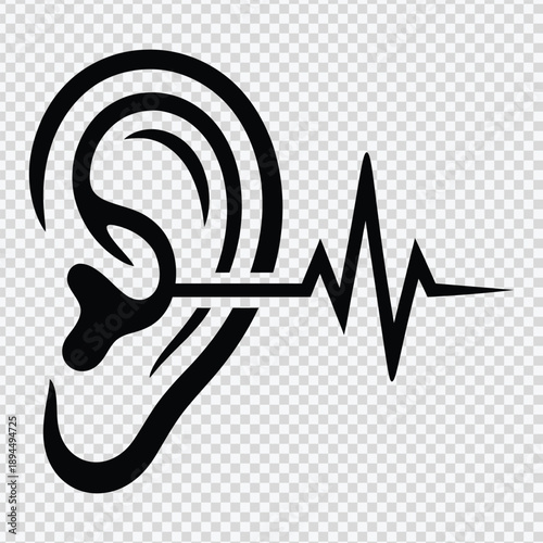 Human ear with sound wave silhouette medical vector illustration