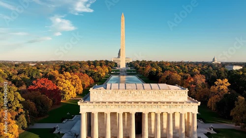 Lincoln Memorial with Washington Monument