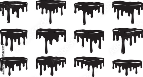 Melting black squares on white background illustration design