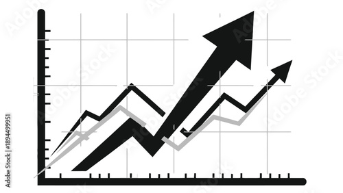 Professional financial line chart showing complex upward growth trends and market data analysis for corporate business performance monitoring resources.