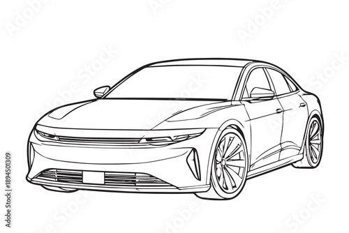 A minimalist vector illustration of a sleek sedan car, featuring clean lines and refined proportions that express elegance, futuristic design, and modern automotive sophistication.