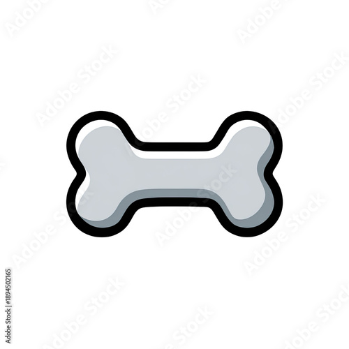 A cartoon-style depiction of a dog bone in white against a stark, black background