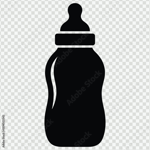 Baby milk feeding bottle silhouette icon vector illustration