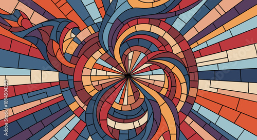 A vibrant geometric pattern evokes modernity and creativity, perfect for design projects and artistic backgrounds.