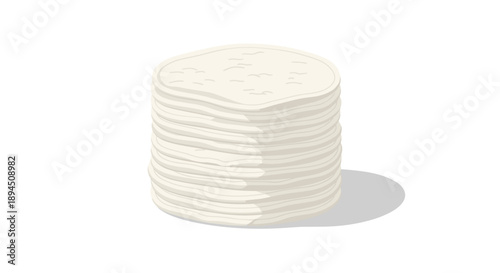 Stack of cotton face pads isolated on a white background with soft shadows and smooth texture