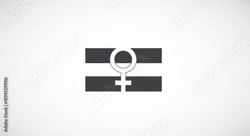 Female symbol equality sign with horizontal bars on white background