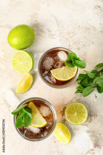 Glasses of tasty Cuba Libre...
