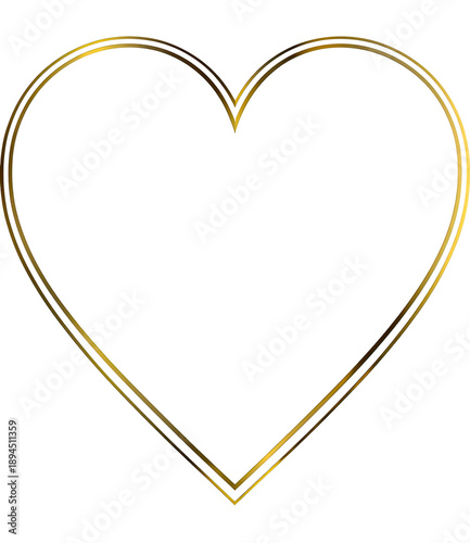 Golden heart outline on black background. Simple illustration of love and affection