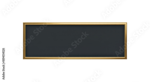 Empty blackboard with gold frame chalkboard blank isolated on a transparent background