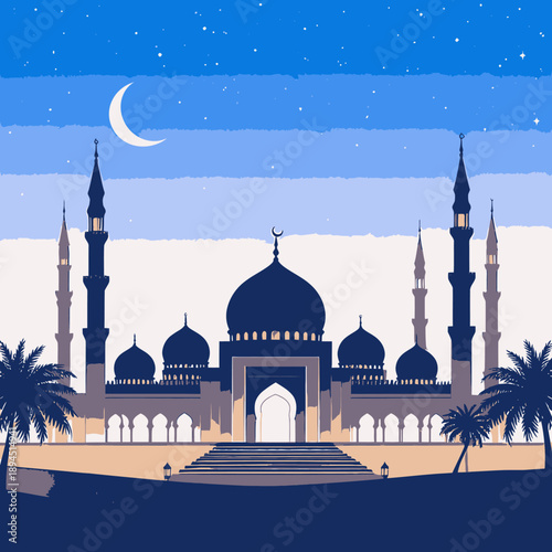 Mosque Ramadan vibes illustration