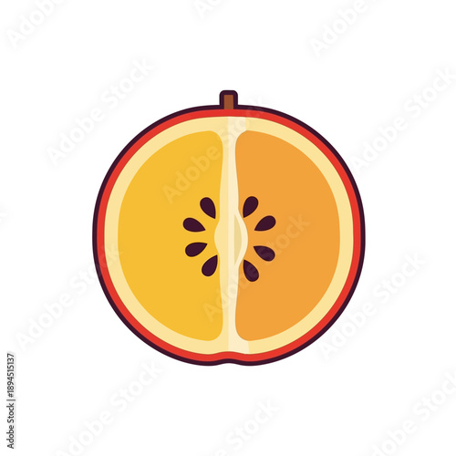 Half Orange Fruit With Seeds.