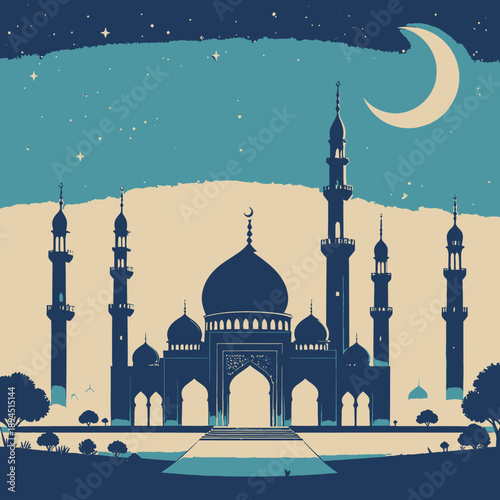 Mosque Ramadan vibes illustration