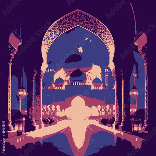Mosque Ramadan vibes illustration