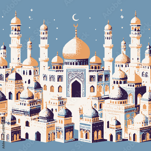 Mosque Ramadan vibes illustration