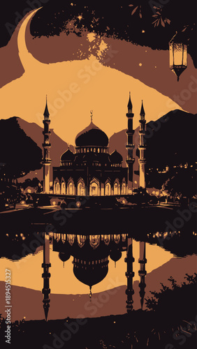 Mosque Ramadan vibes illustration