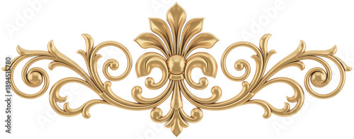 Golden ornate decoration pattern isolated on a transparent background
