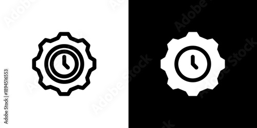 Time Management icon concept with flat Black White Background. Vector illustration.