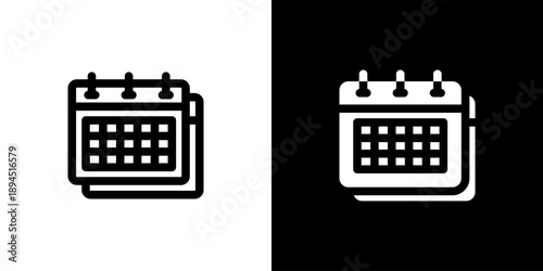 Calendar icon concept with flat Black White Background. Vector illustration.
