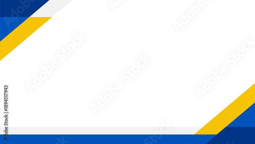 Blue and yellow diagonal corner background on white. Minimal professional frame suitable for corporate presentations and business layouts.