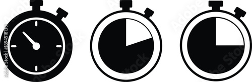 Stopwatch Timer Icons Showing Time Progress and Countdown