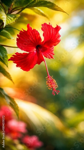 Red Hibiscus Flower Close Up
