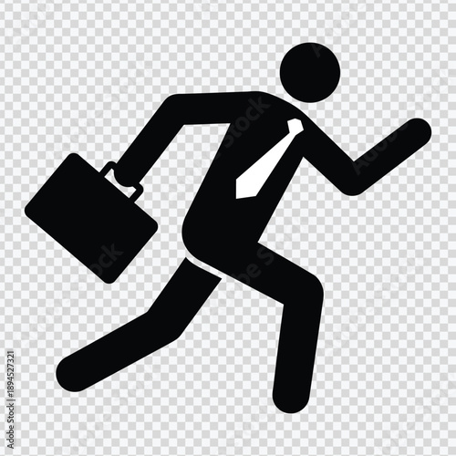 Running Businessman Silhouette with Briefcase Vector Illustration