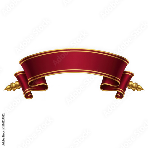 Elegant red ribbon banner isolated on transparent background