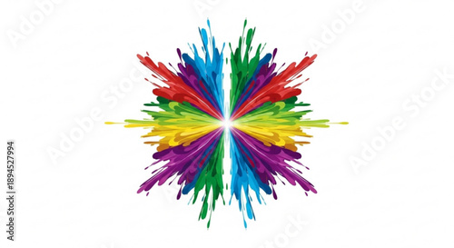Vibrant rainbow colored abstract art with dynamic brush strokes on white background symbolizing creativity and diversity