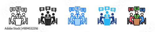 Staff Meeting Icon Set Multiple Style Collection