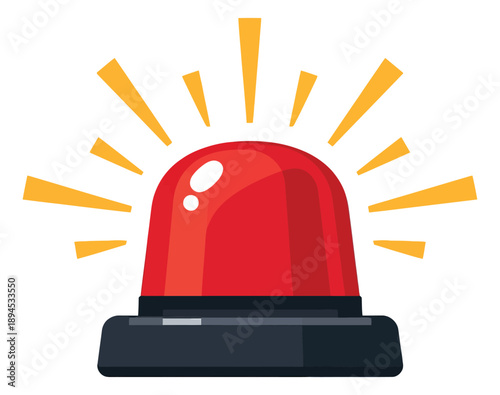 Flat design illustration of an emergency siren depicting a flashing light for alerts and warnings