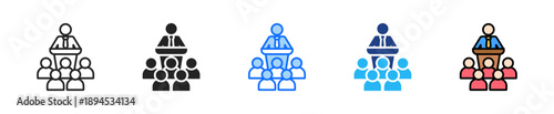 Town Hall Meeting Icon Set Multiple Style Collection