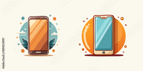 Vector illustration of a digital tablet screen showcasing smart communication technology and electronic device icons