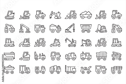 Construction Equipment UI Icons for Building and Engineering Dashboards