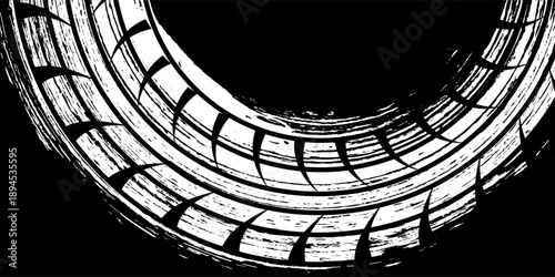 Grunge circle tire track, wheel braking mark. Eps 10