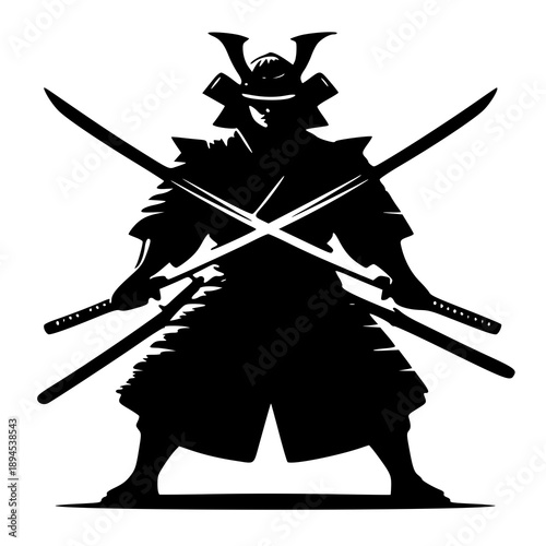 Vector illustration of a samurai , silhouette of a samurai 