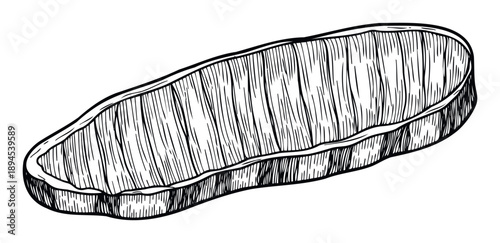 Hand drawn sketch of a succulent steak or prime cut of meat with authentic grill marks, perfect for use in restaurant branding, food industry promotions, and culinary publications.