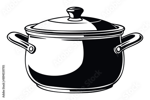 Essential kitchen cooking pot with a secure lid and side handles, perfect for culinary projects, recipe imagery, or home appliance catalog displays.