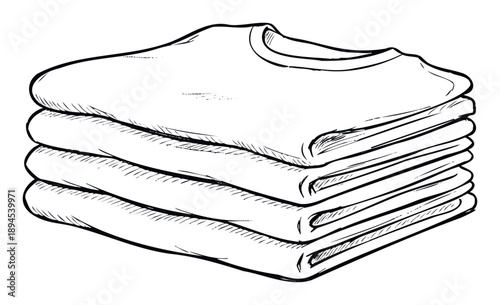 A handdrawn stack of neatly folded apparel suitable for clothing storage guides, laundry service advertisements, or wardrobe organization content creation.