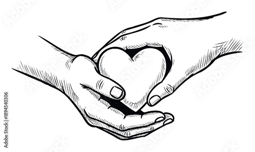Caring hands embracing a heart shape representing compassion and giving, suitable for promoting wellness and loving connections in various contexts.