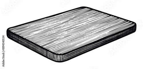 A handdrawn graphic depicting a stylized rectangular block with textured surface created by parallel lines, perfect for educational materials or modern conceptual presentations.