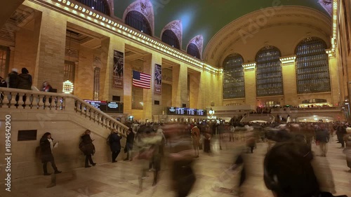 Ground level time lapse shot in NYC's Grand Central Station