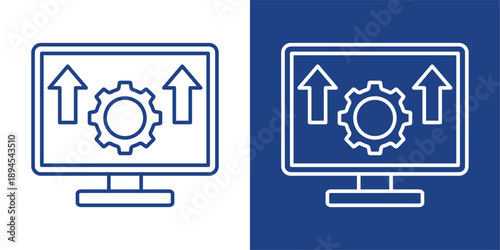 Optimization  Blue And White Icon Style Collection