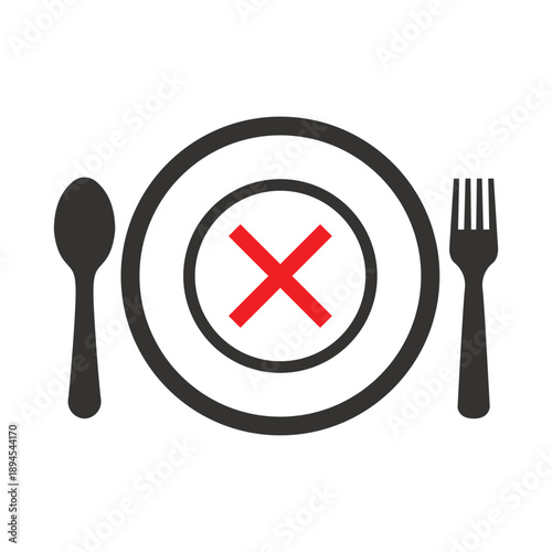 No Food Intermittent Fasting Icon Flat Vector