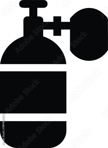 oxygen tank with mask silhouette vector illustration on transparent background