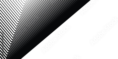 Minimal Latar Belakang Hitam dan Putih dengan Panah Mengarah Ke Kanan. Transisi Bergaris dari Garis Hitam ke Garis Tegas Abstrak Putih. Pola Sederhana.